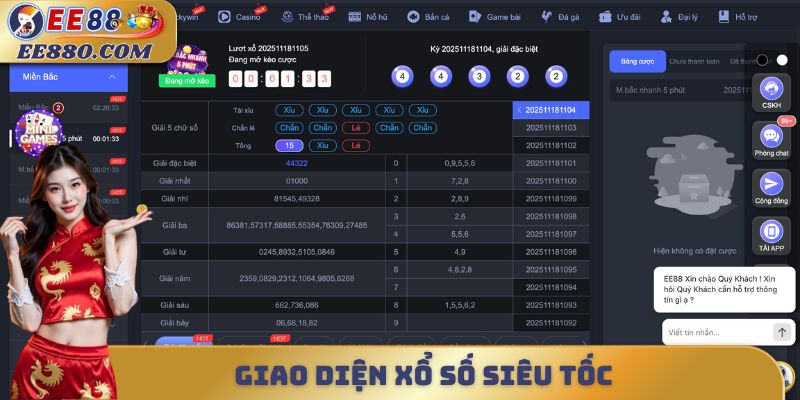 Giao diện xổ số siêu tốc